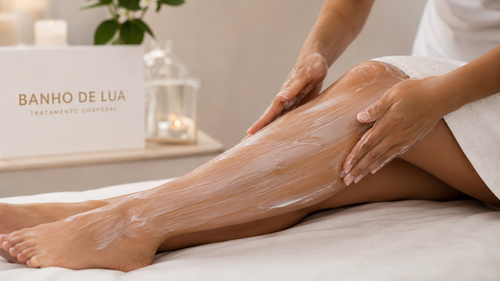 Tratamento Banho de Lua para clareamento dos pelos e hidratação corporal na Clínica Ticiana Pires Estética e SPA